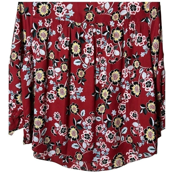 1851. VALERIE STEVENS 3/4 SLEEVE BLOUSE FLORAL PATTERN SIZE 1X RUFFLES PLEATED - Picture 9 of 9